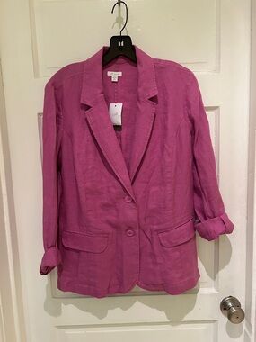 J. Jill Fuchsia Linen-Blend Blazer
